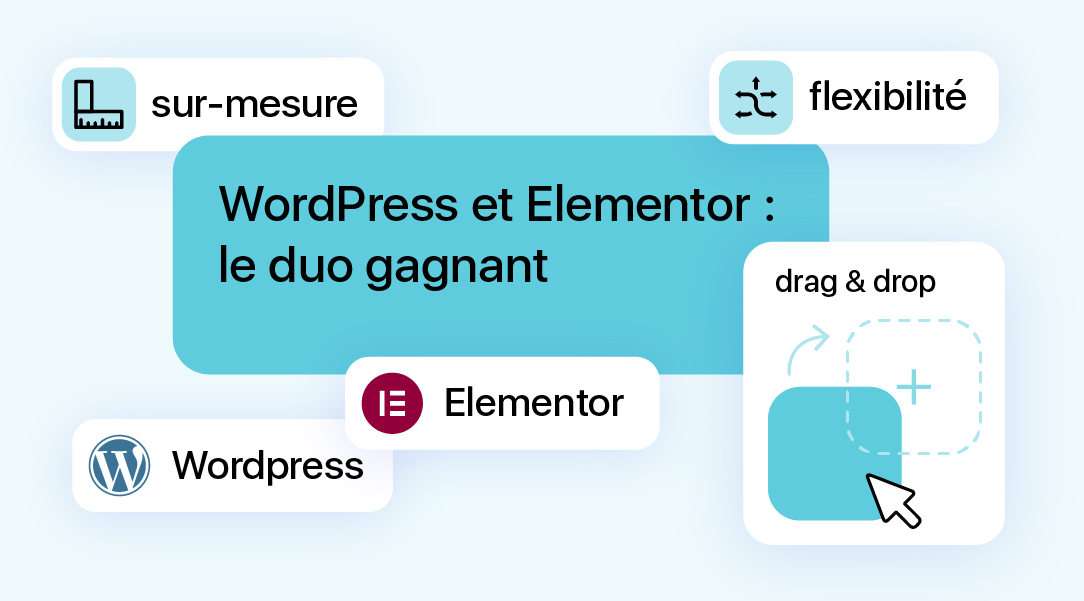 Illustration sur l’utilisation de WordPress et Elementor pour créer des sites flexibles et sur mesure.